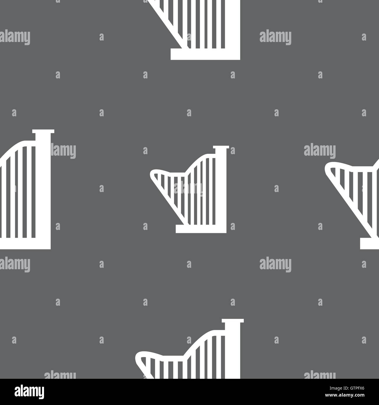 Harp icon sign. Seamless pattern on a gray background. Vector Stock ...