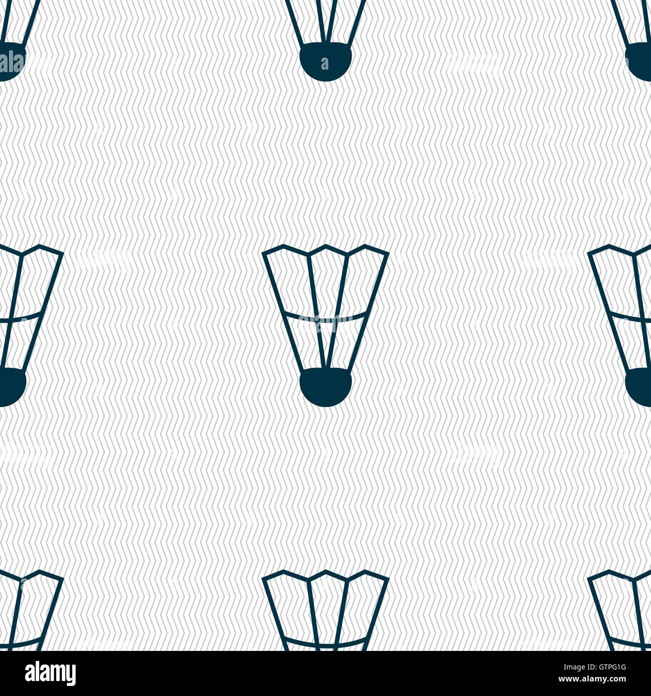 Shuttlecock icon sign. Seamless pattern with geometric texture. Vector ...