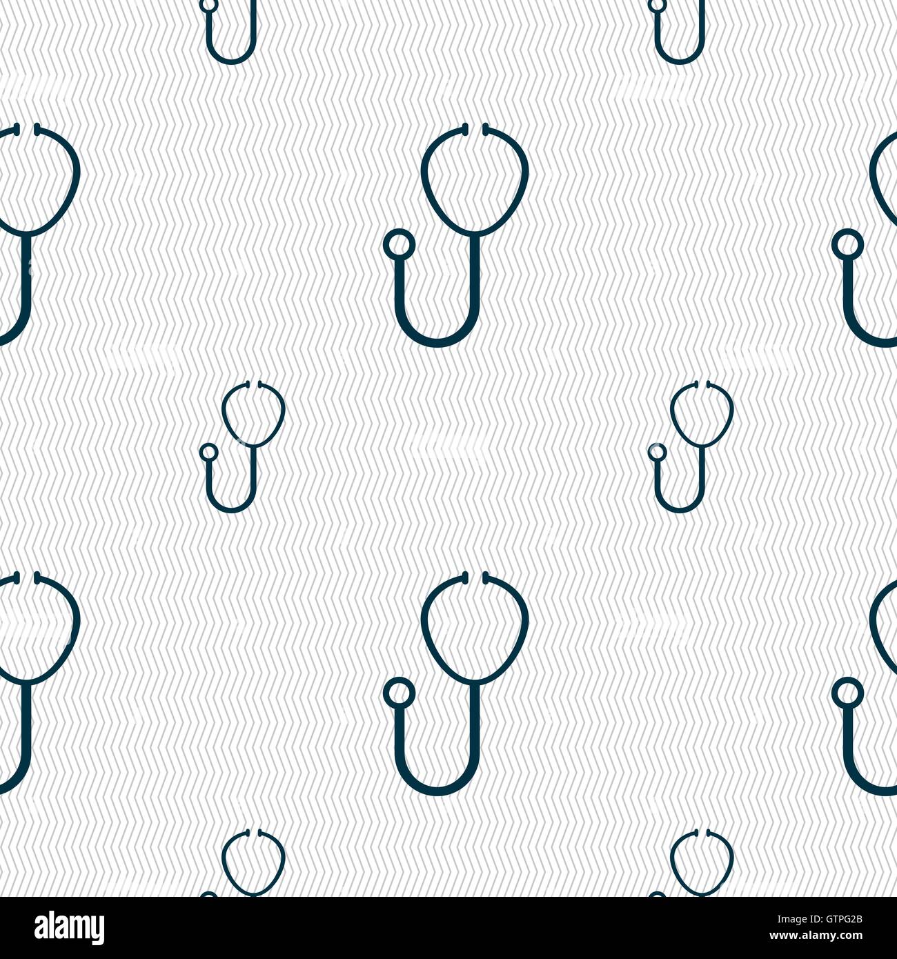 Stethoscope Icon sign. Seamless pattern with geometric texture. Vector ...