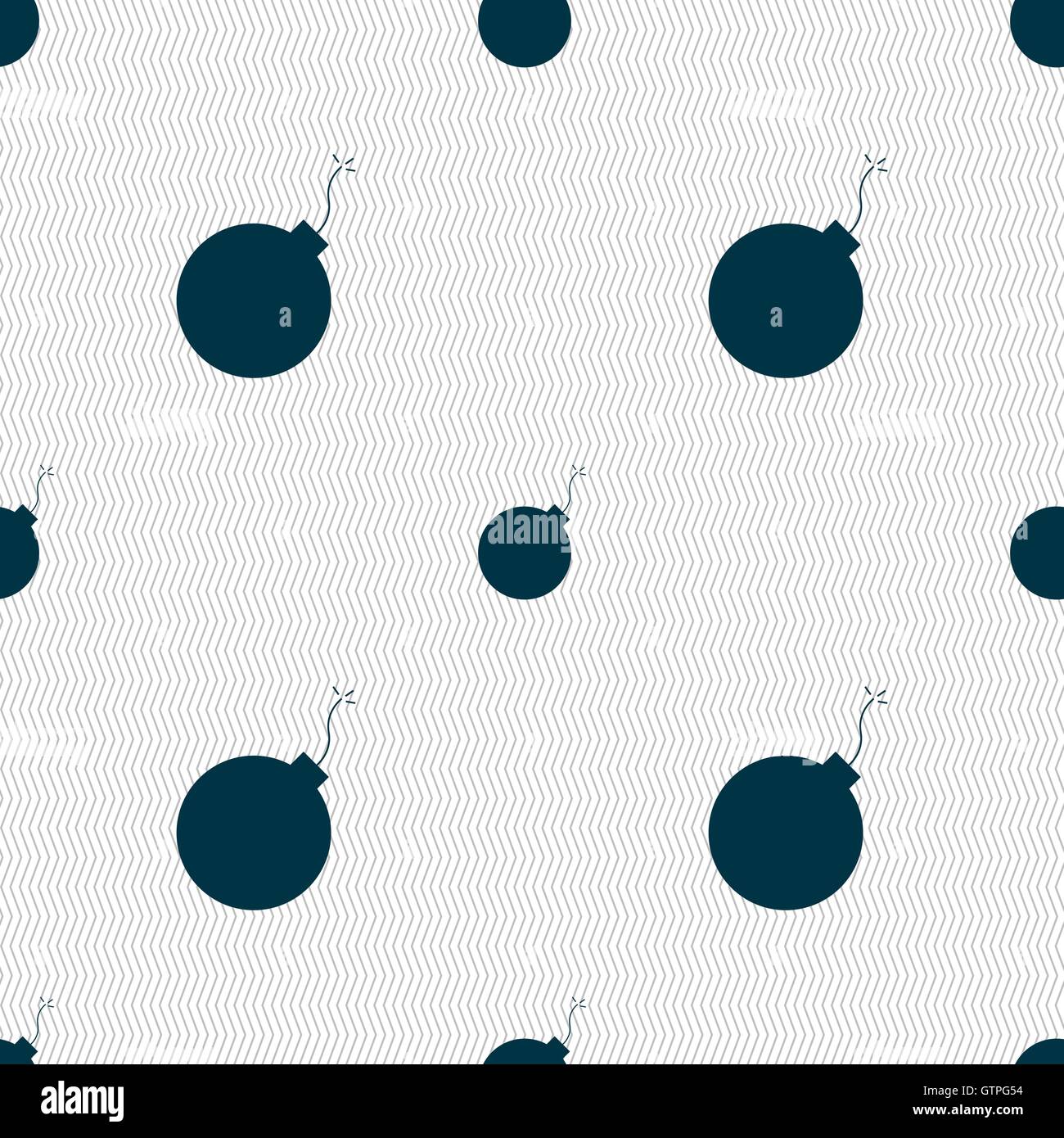 bomb icon sign. Seamless pattern with geometric texture. Vector Stock Vector