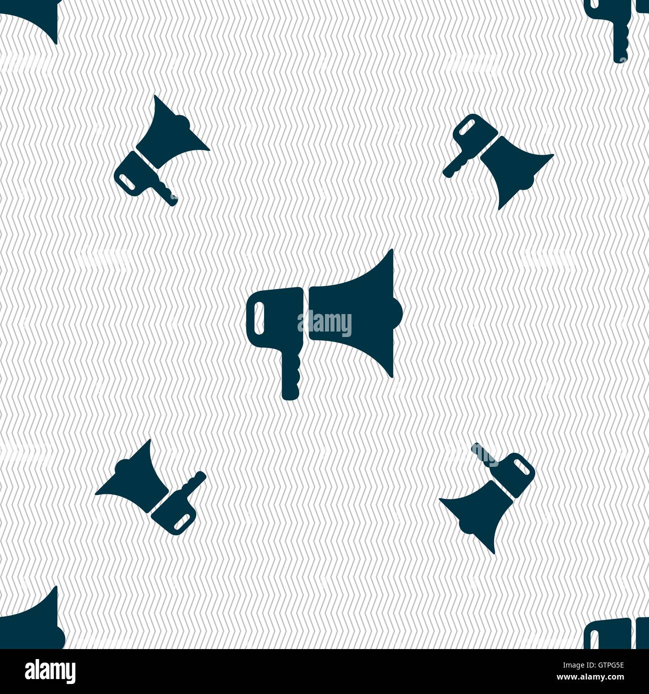 megaphone icon sign. Seamless pattern with geometric texture. Vector ...