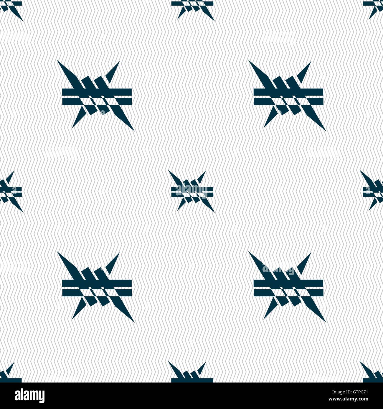 Barbed wire icon. sign. Seamless pattern with geometric texture. Vector ...