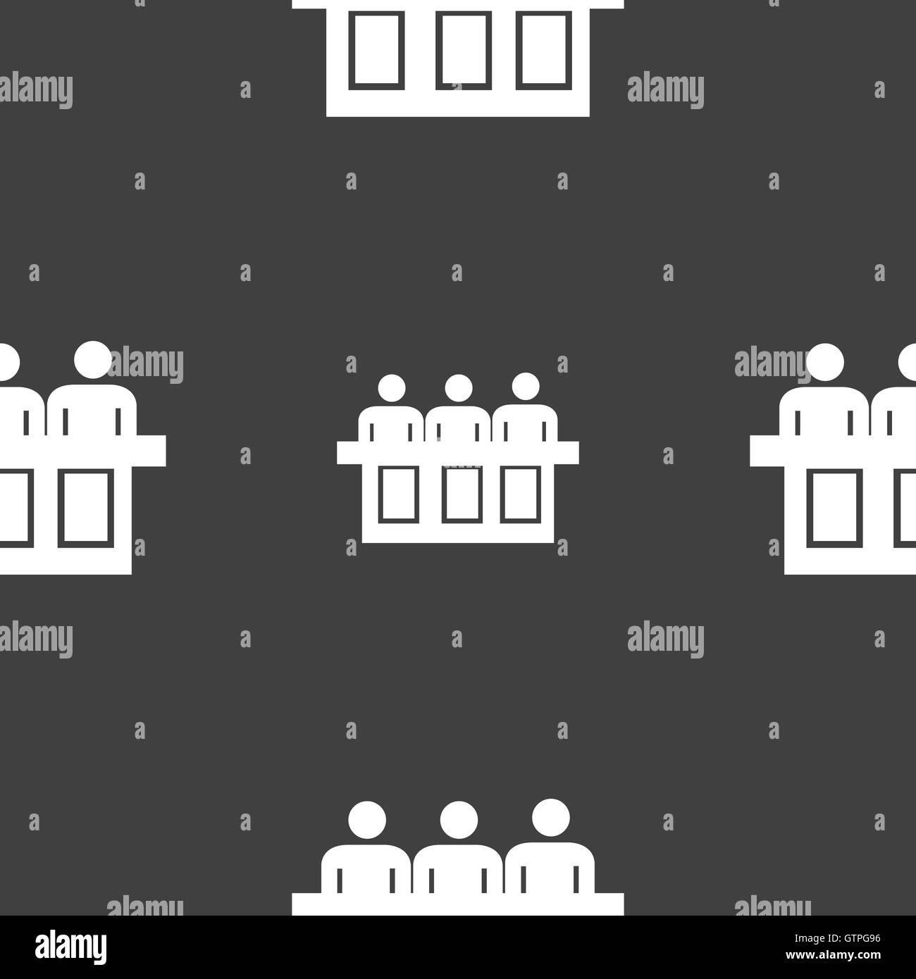 Conference icon sign. Seamless pattern on a gray background. Vector Stock Vector