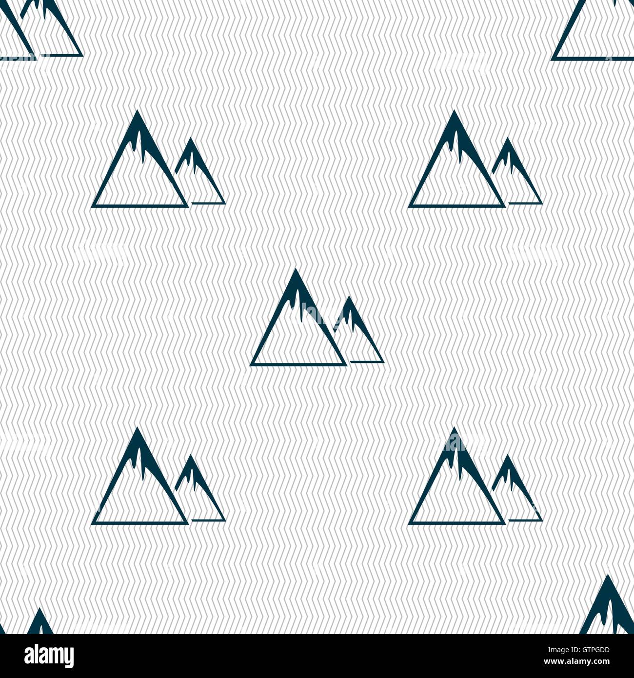 Mountain Icon sign. Seamless pattern with geometric texture. Vector ...