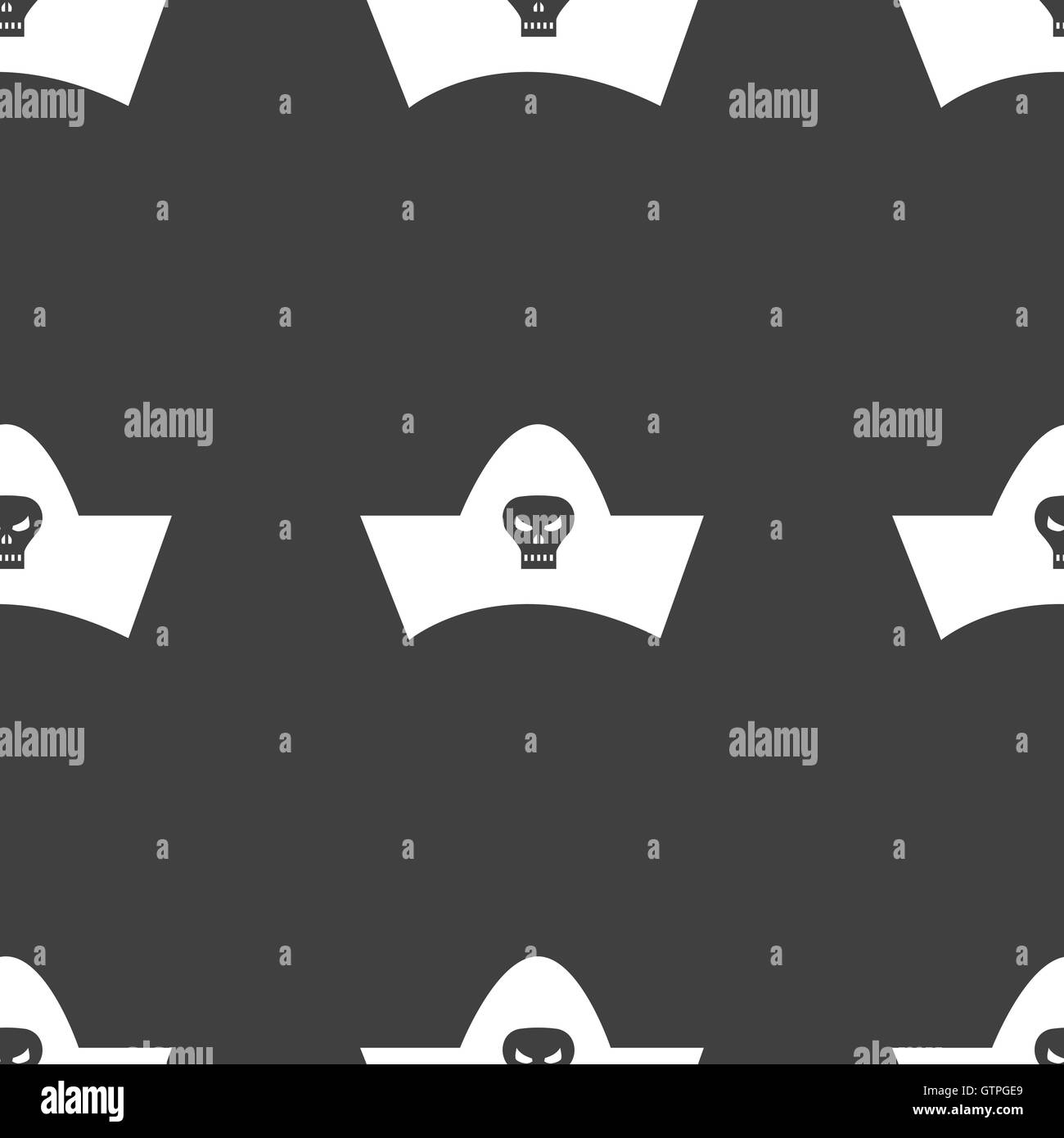 black pirate hat with skull and crossbones icon sign. Seamless pattern ...