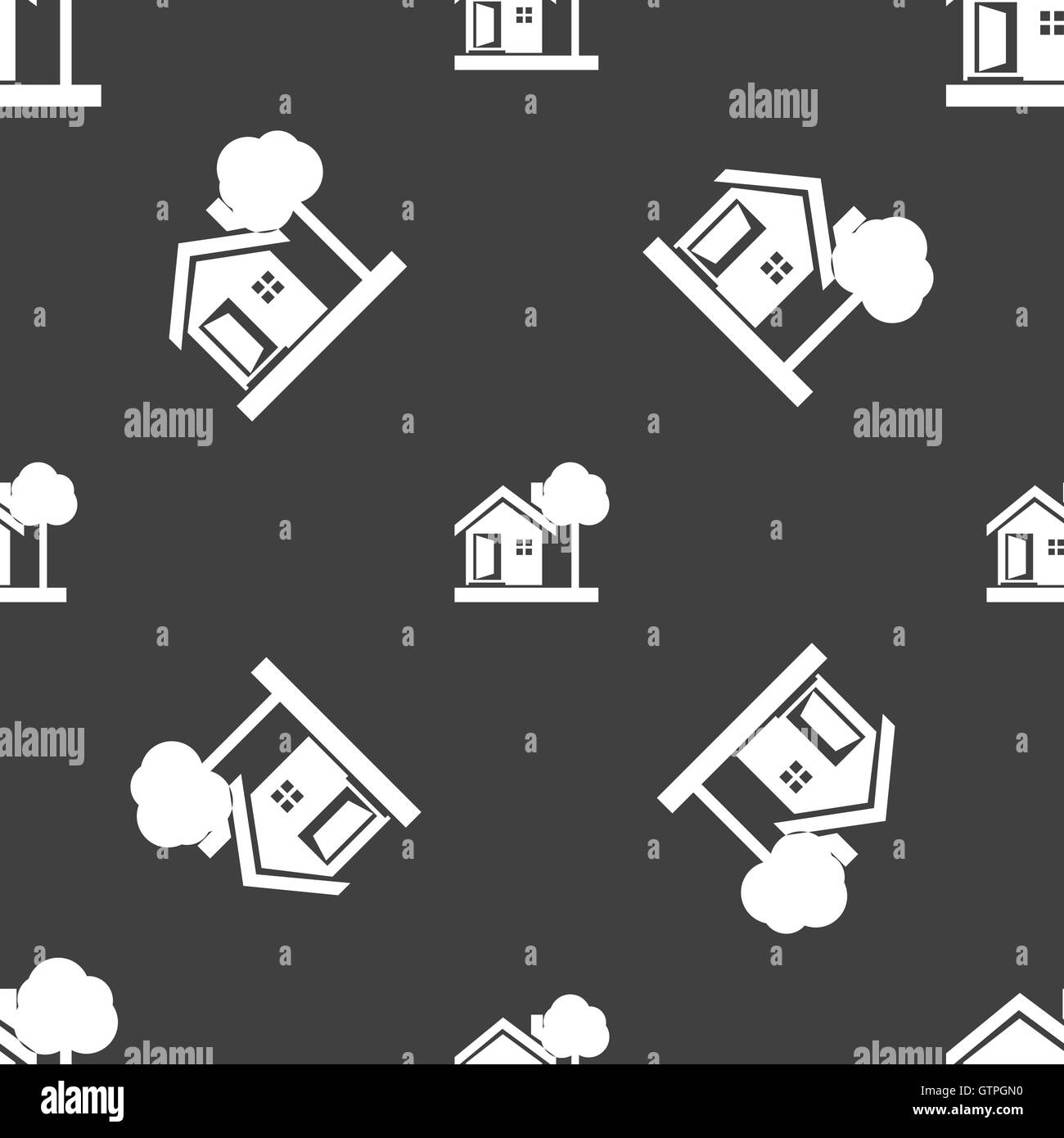 house icon sign. Seamless pattern on a gray background. Vector Stock ...
