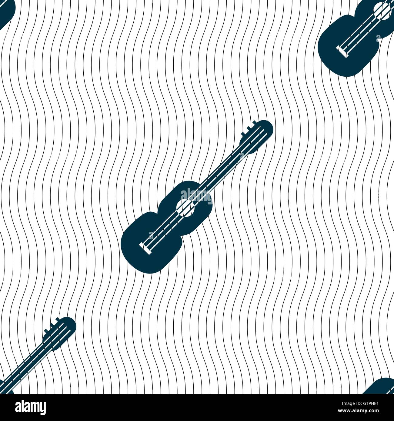 acoustic guitar icon sign. Seamless pattern with geometric texture ...