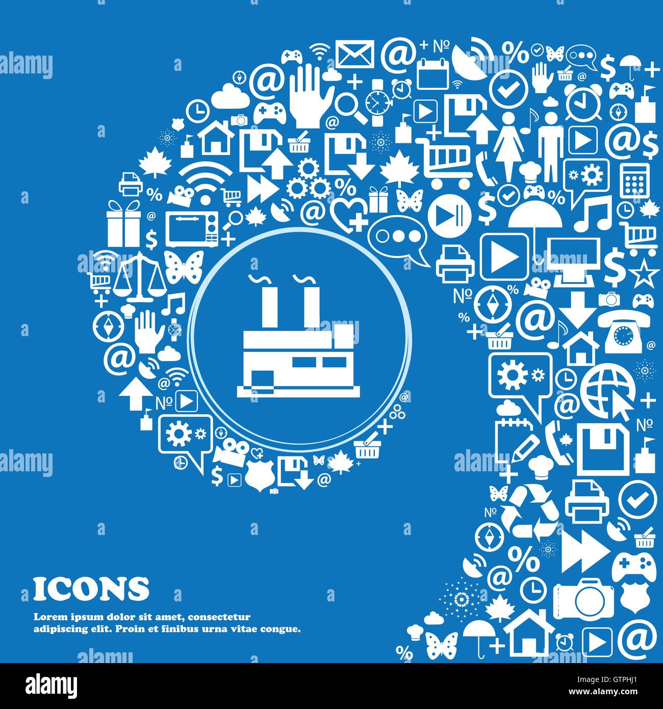 factory icon . Nice set of beautiful icons twisted spiral into the ...