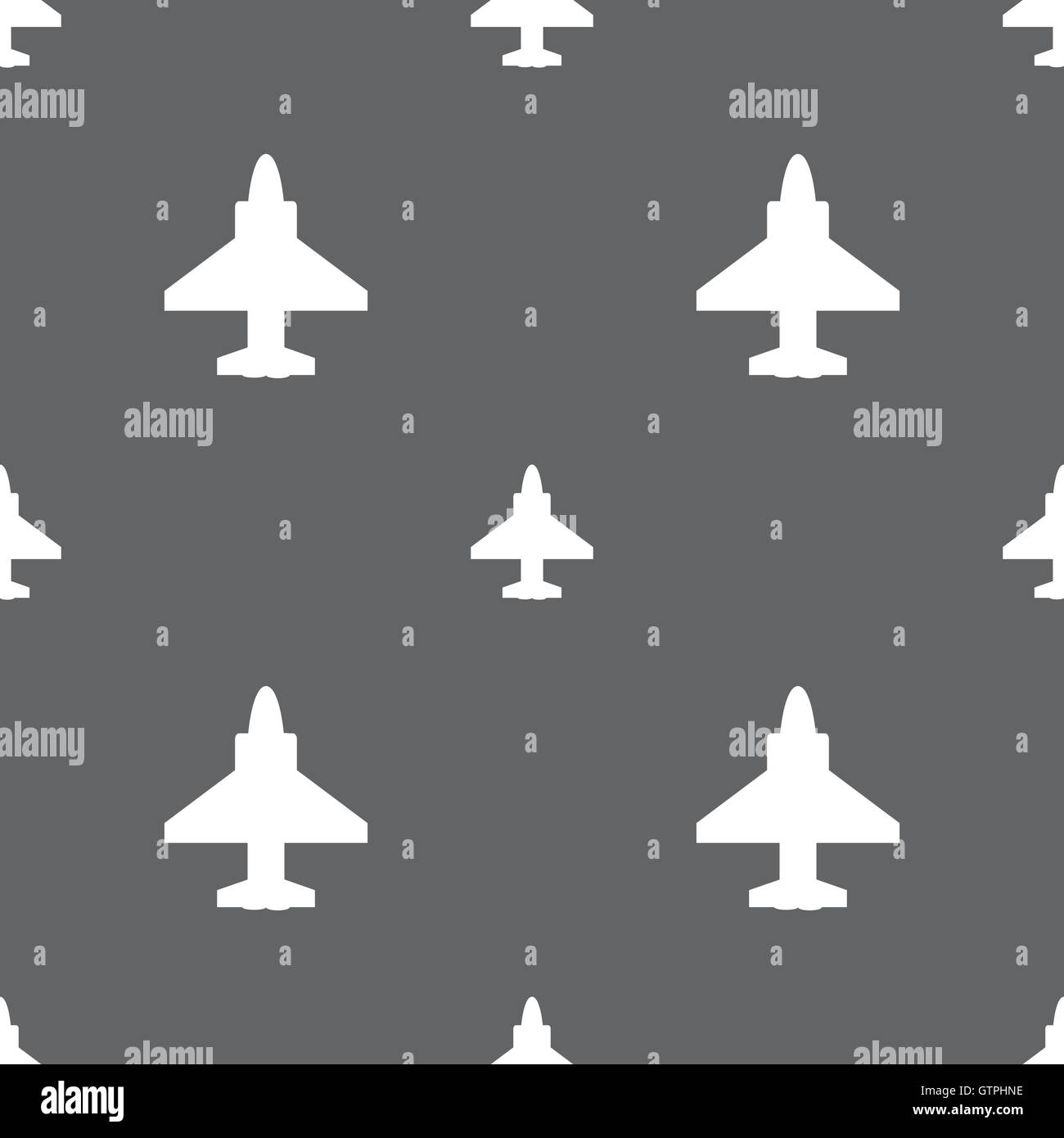 Aircraft or Airplane Icon sign. Seamless pattern on a gray background. Vector Stock Vector