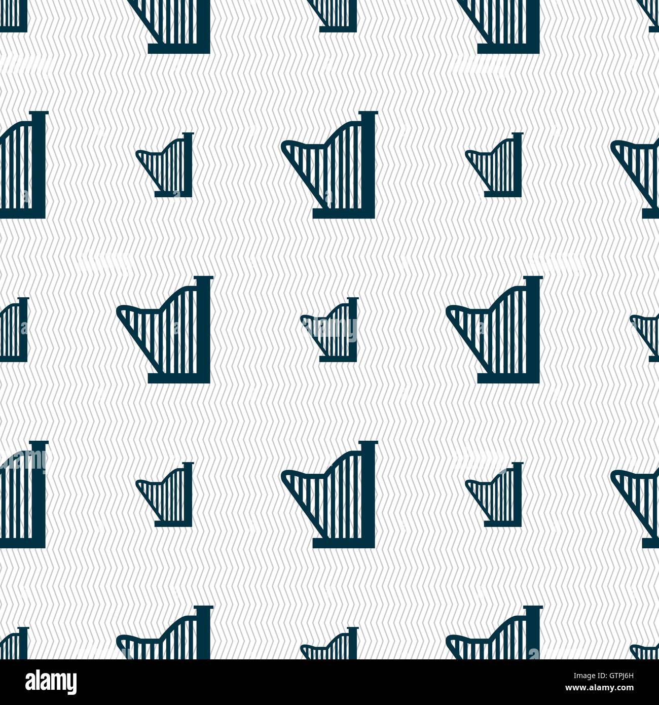 Harp icon sign. Seamless pattern with geometric texture. Vector Stock ...
