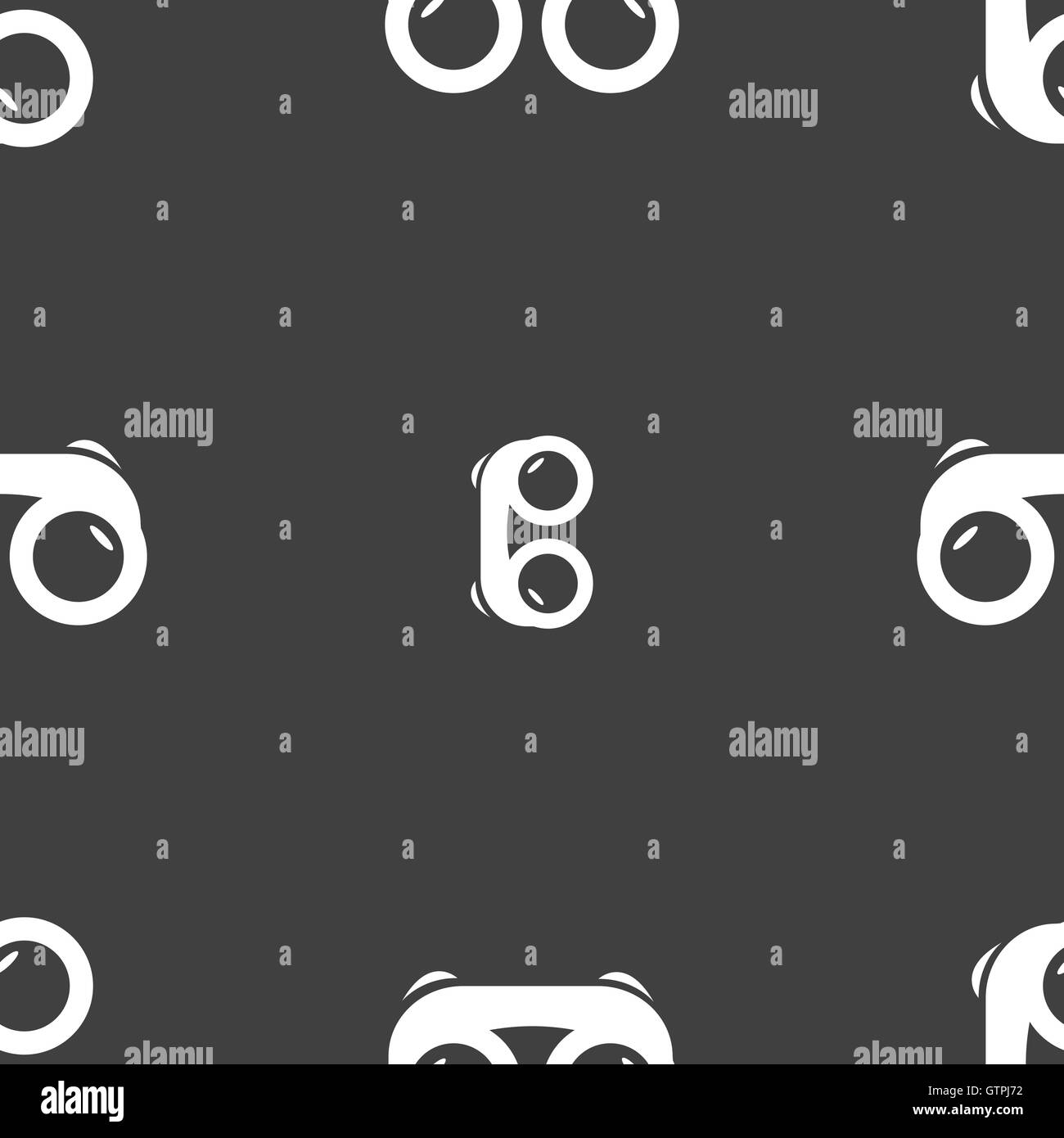 binoculars icon sign. Seamless pattern on a gray background. Vector Stock Vector