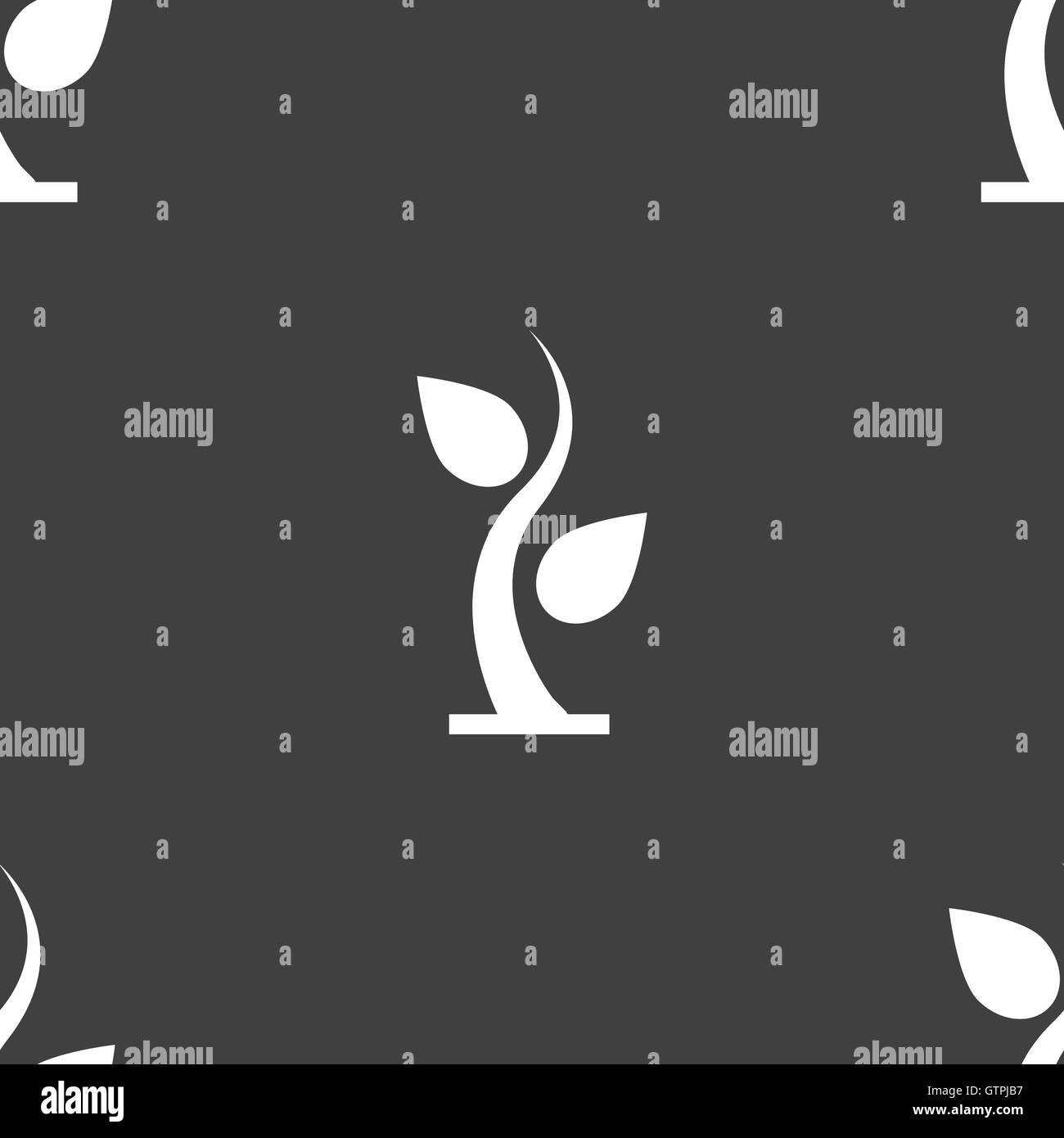 sprout icon sign. Seamless pattern on a gray background. Vector Stock ...