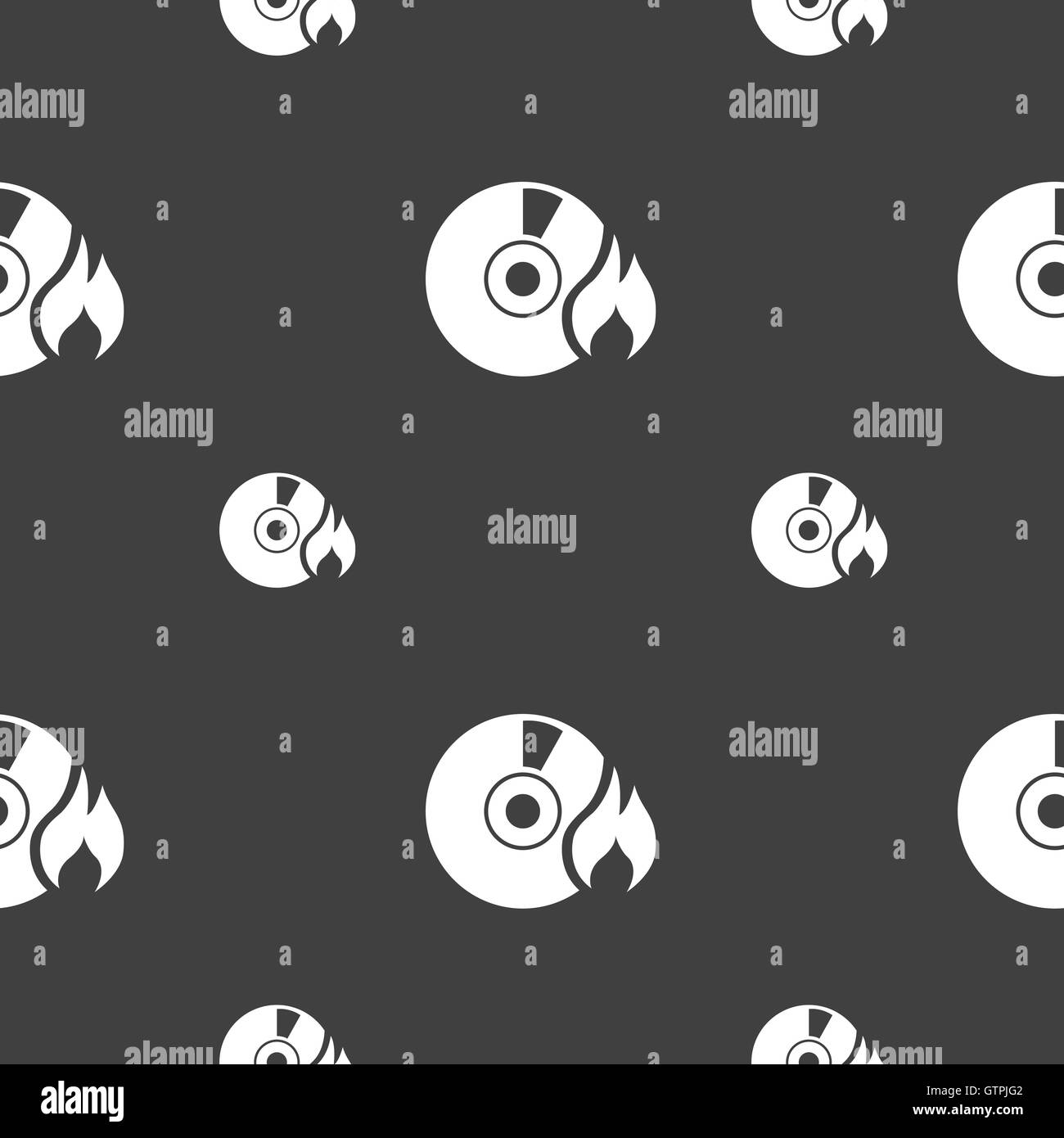 CD icon sign. Seamless pattern on a gray background. Vector Stock Vector