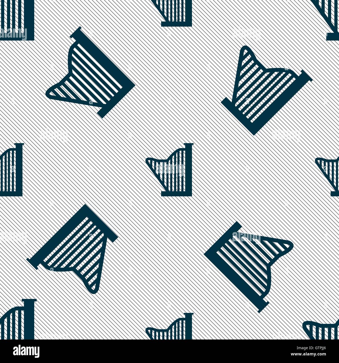 Harp icon sign. Seamless pattern with geometric texture. Vector Stock ...