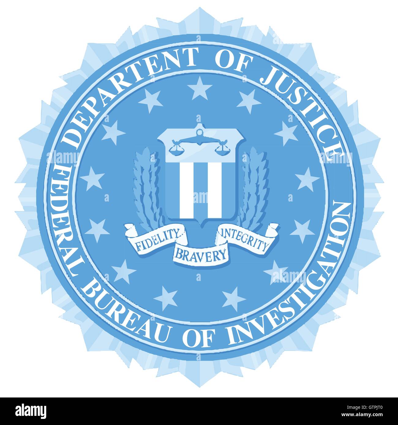 The seal of the Federal Bureau of Information over a white background Stock Vector