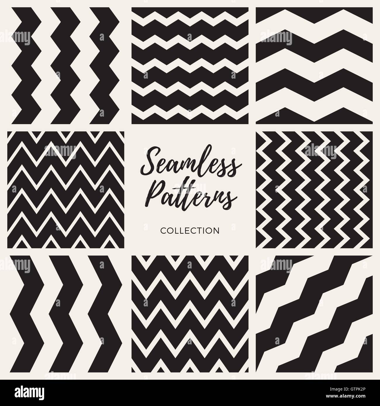 Vector Seamless Black And White Pattern Collection Stock Vector Image ...