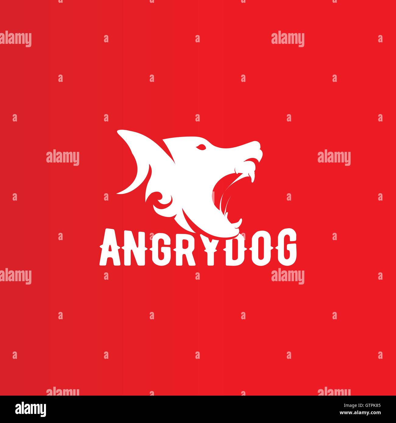 Isolated angry dog side view vector logo. Dangerous animal contour logotype. Stock Vector