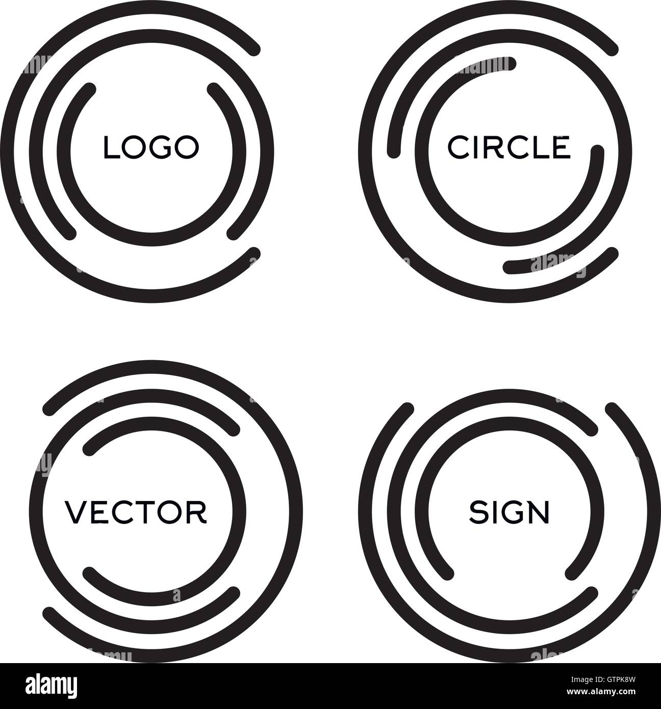 Isolated abstract round vector logo set. Outlined circular logo
