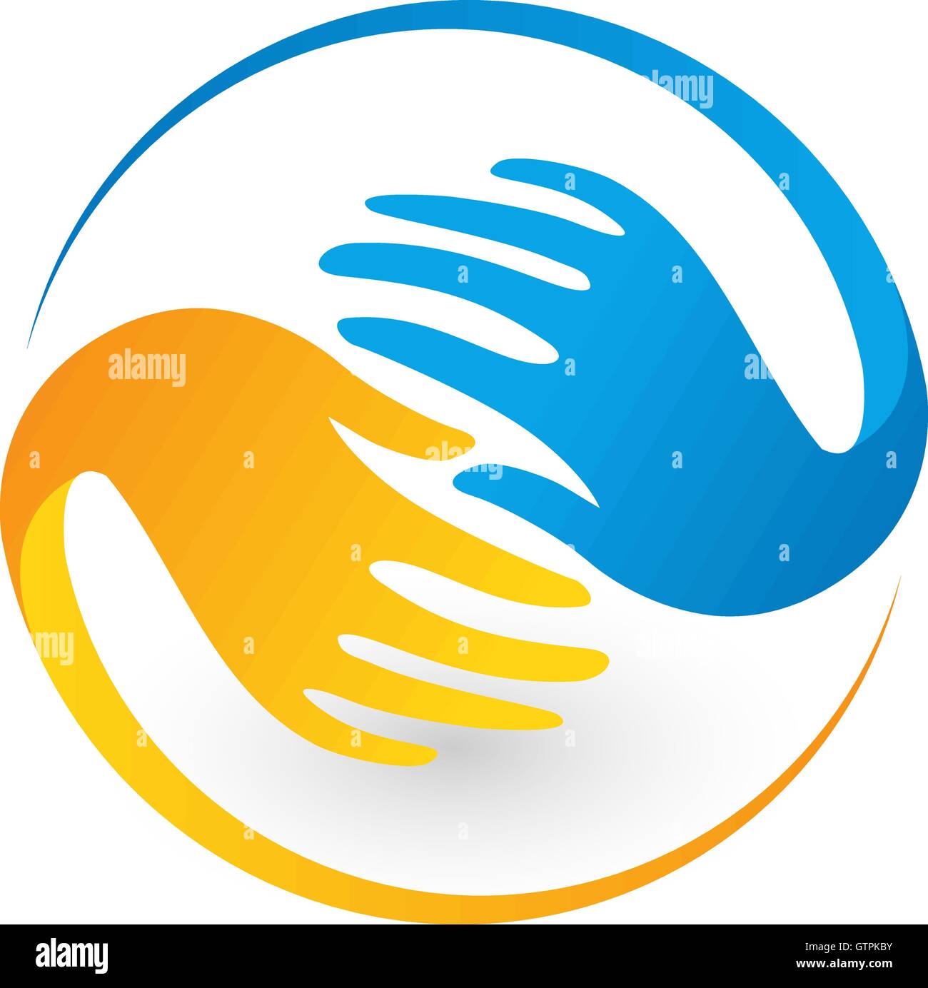 Isolated colorful vector hands logo. Global friendship sign. Ukrainian ...