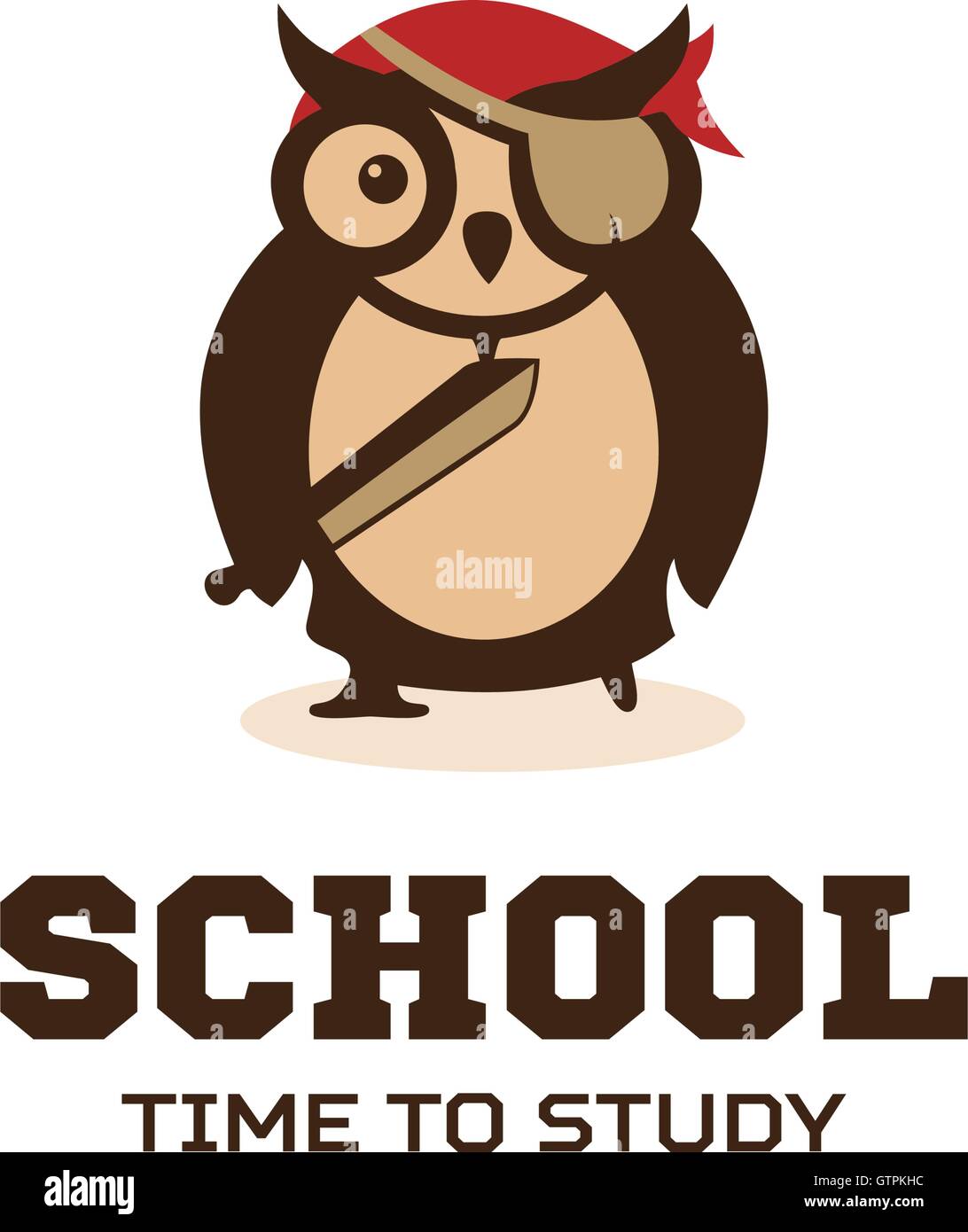 Isolated wise owl vector logo. School logotype. Cartoon illustration. Teacher. Stock Vector