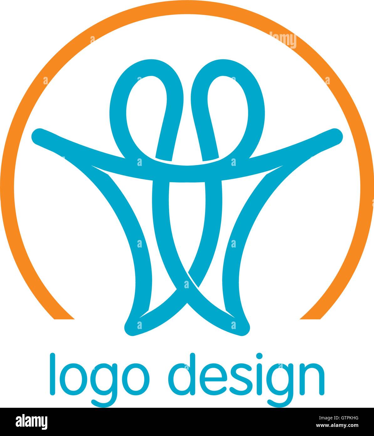 People union lineart logo. Abstract humans logotype. Vector logo design. Stock Vector
