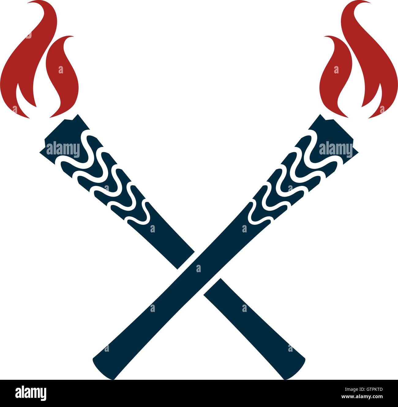Torch vector icon isolated. Olympic fire. Flambeau flat style logo. Stock Vector