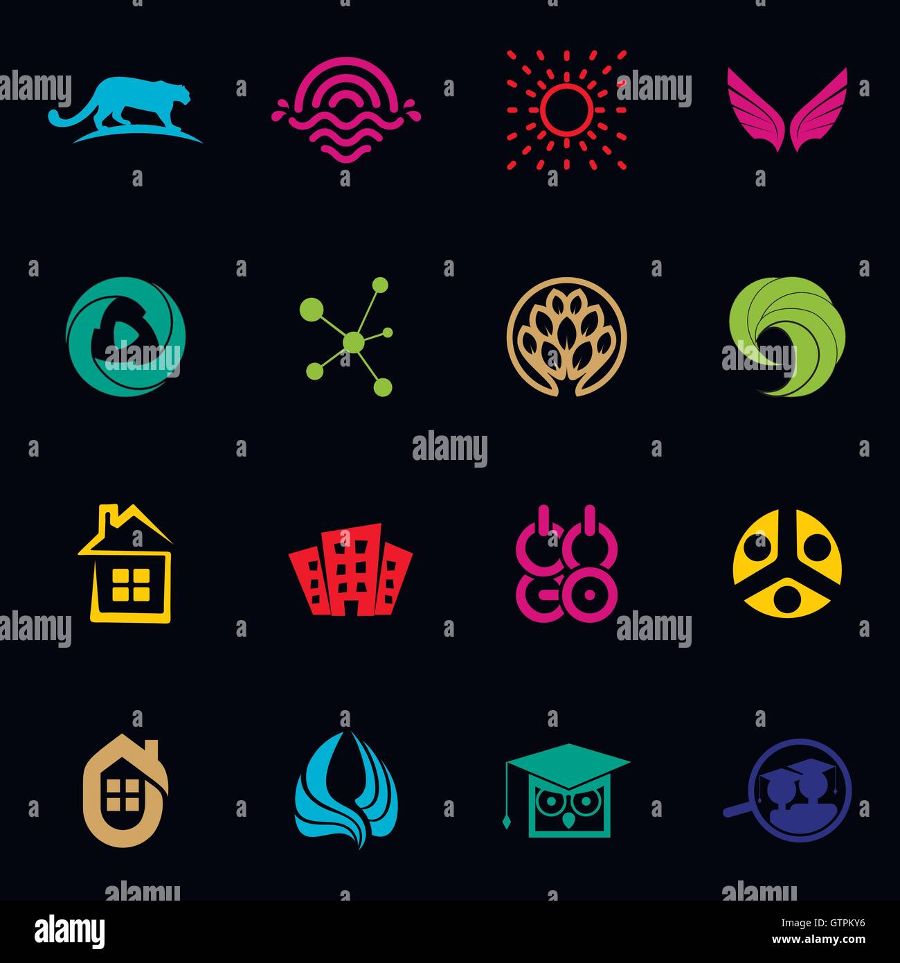 Abstract logos set. Modern vector logo collection. Unusual logos