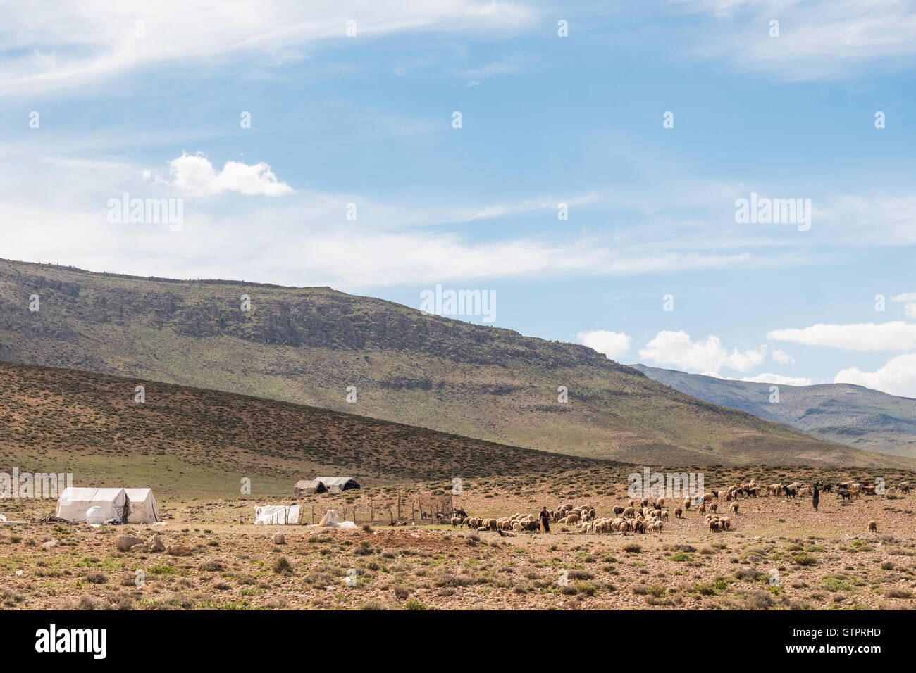 Nomadic camp of the Basseri people in Iran. The Basseri are a nomadic