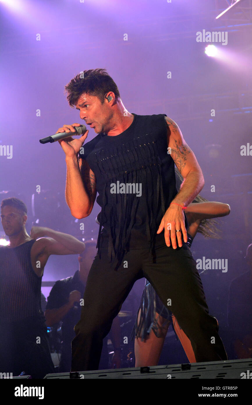 Spanish Singer Ricky CANARY ISLANDS, SPAIN - SEPTEMBER 9: Singer Ricky Martin is seen ...