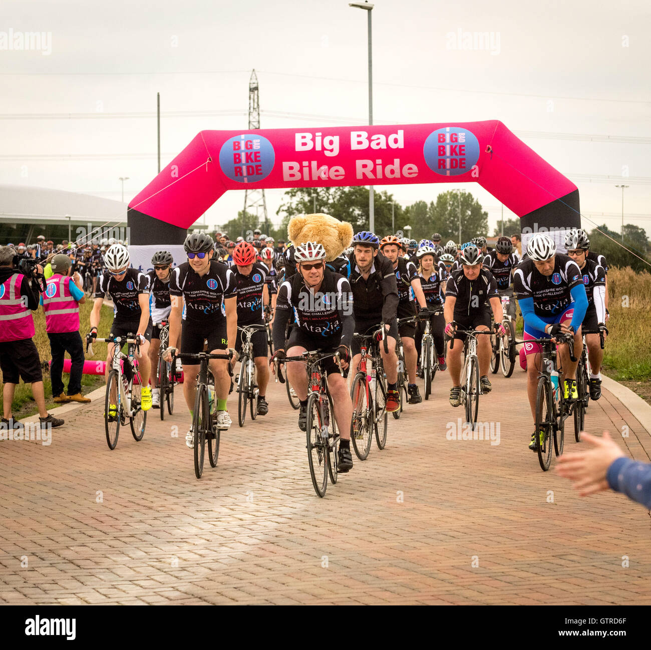 York, UK. 10th September, 2016. Over 400 riders set off on the Big Bad Bike Ride, an annual sponsored bike ride which was set up in 1991 to raise money for Ataxia UK, a charity which supports research into potential cures for Friedreich's ataxia. The 2016 ride will take the total raised to over one million pounds.. Photo Bailey-Cooper Photography/Alamy Live News Stock Photo