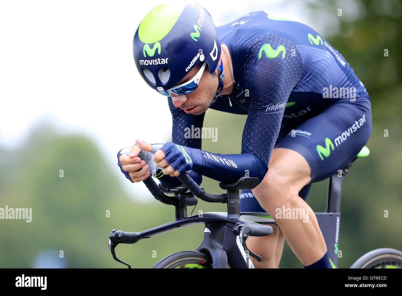Bristol, UK.  10th September 2016. Tour of Britain stage 7a, time trial.  Giovanni Visconti of Team Movistar Credit:  Neville Styles/Alamy Live News Stock Photo
