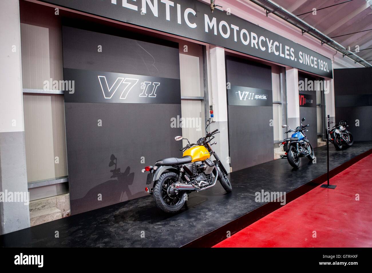 Moto Guzzi Open House 2016 - Motoraduno Moto Guzzi at Mandello del Lario in Italy Stock Photo