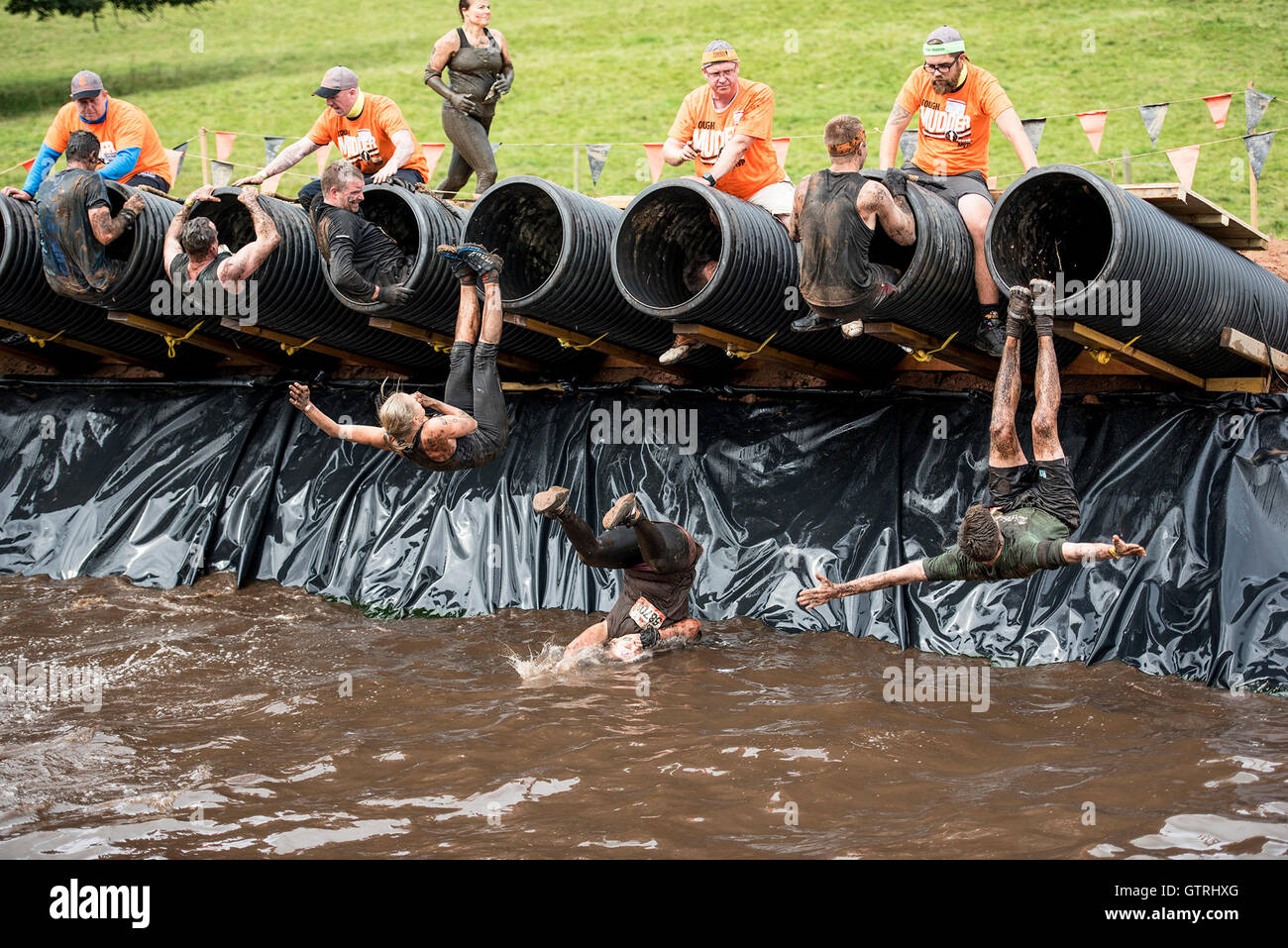 Cheshire, UK 10th September 2016. Competitors jump back into the ...