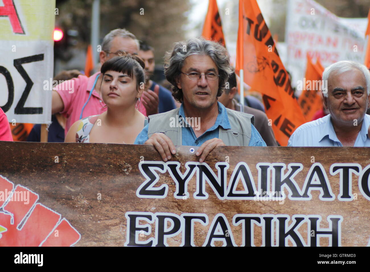 Thessaloniki, Greece. 10th September, 2016. Demonstrators protest against the government's austerity measures and reforms on the opening day of the annual Thessaloniki International Fair. Credit:  Orhan Tsolak/Alamy Live News Stock Photo