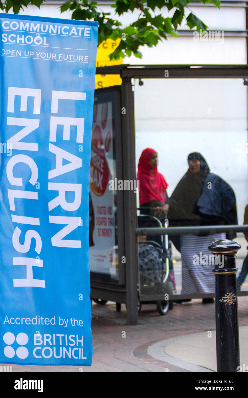 'Learn English' education banner promoting teaching English language