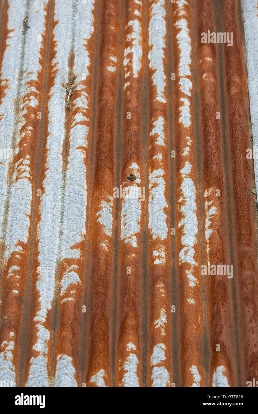 Rusty corrugated iron roof. Stock Photo