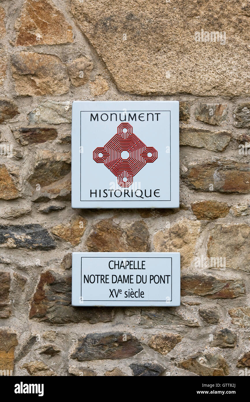 French historic monument sign. Stock Photo