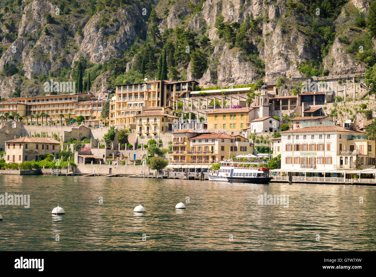 Lake Garda, Italy - June 29, 2016: Limone sul Garda is a town in ...