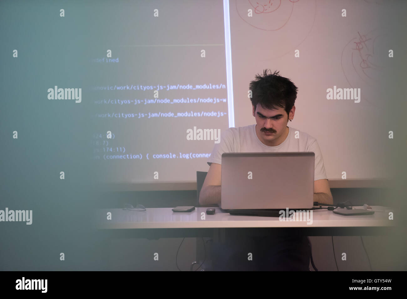 young computer technology students on code programming class have ...