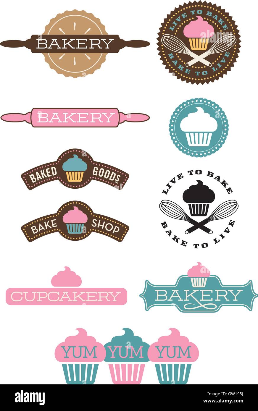 Set Of 10 Bakery Vector Design Elements Great For Signs Posters