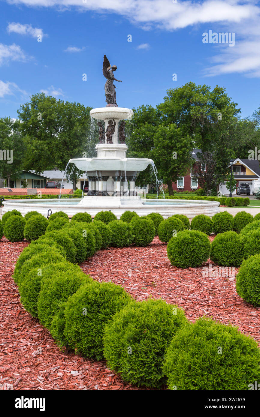 The Angel of the Waters Fountain in Bethel Heritage Park in Winkler