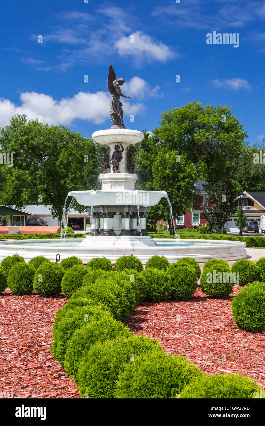 The Angel of the Waters Fountain in Bethel Heritage Park in Winkler