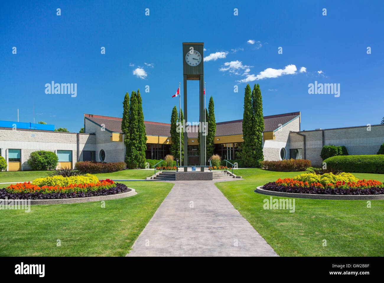 The City Hall building in downtown Winkler, Manitoba, Canada Stock