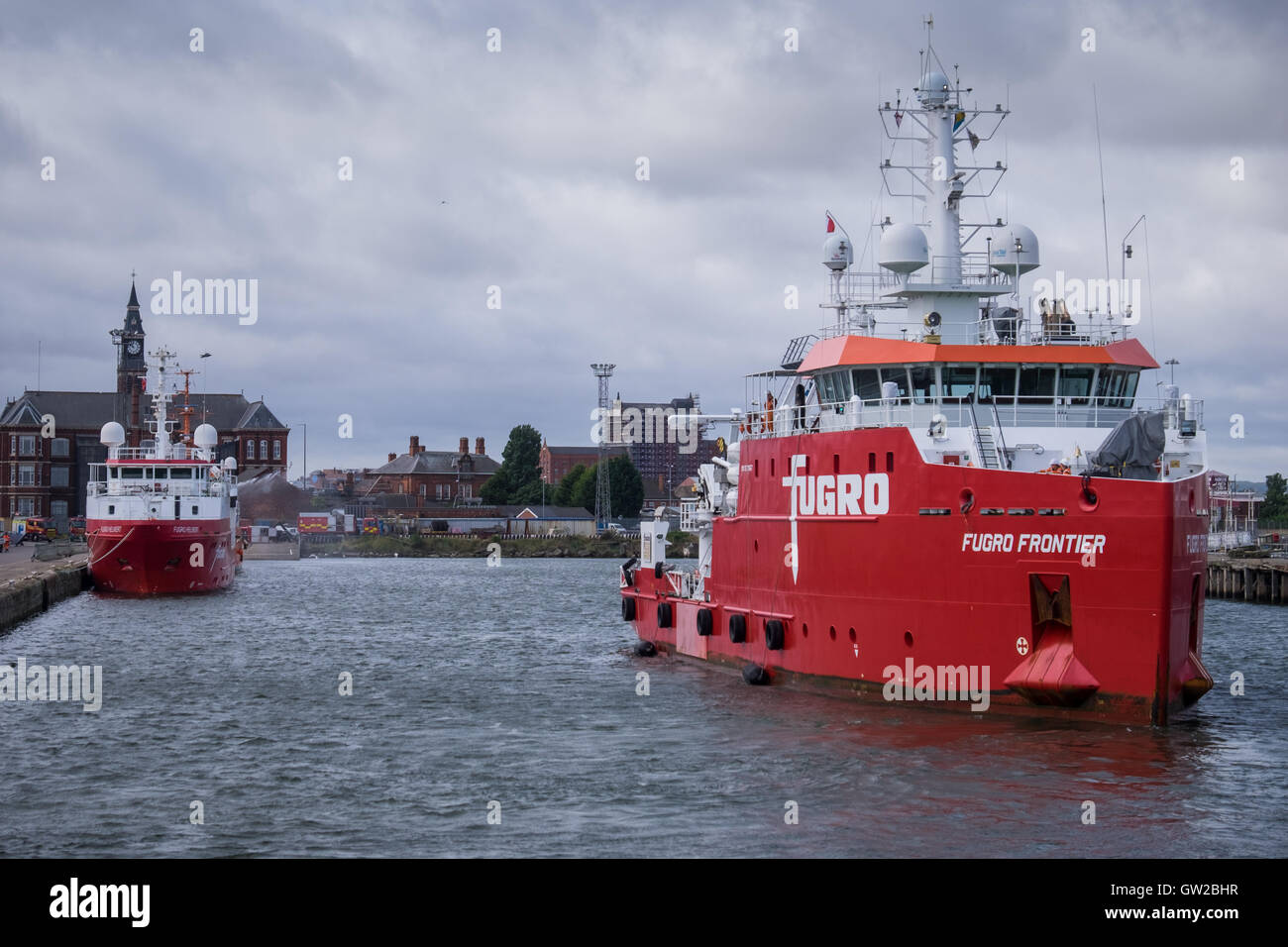 Survey vessels Fugro Helmert (left) and Fugro Frontier (right) in ...