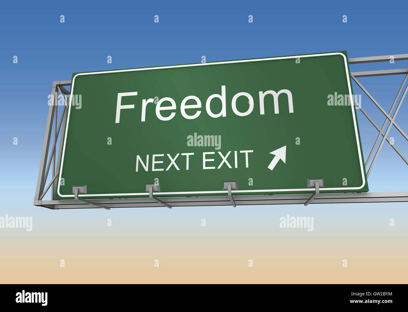 freedom road sign 3d illustration Stock Photo