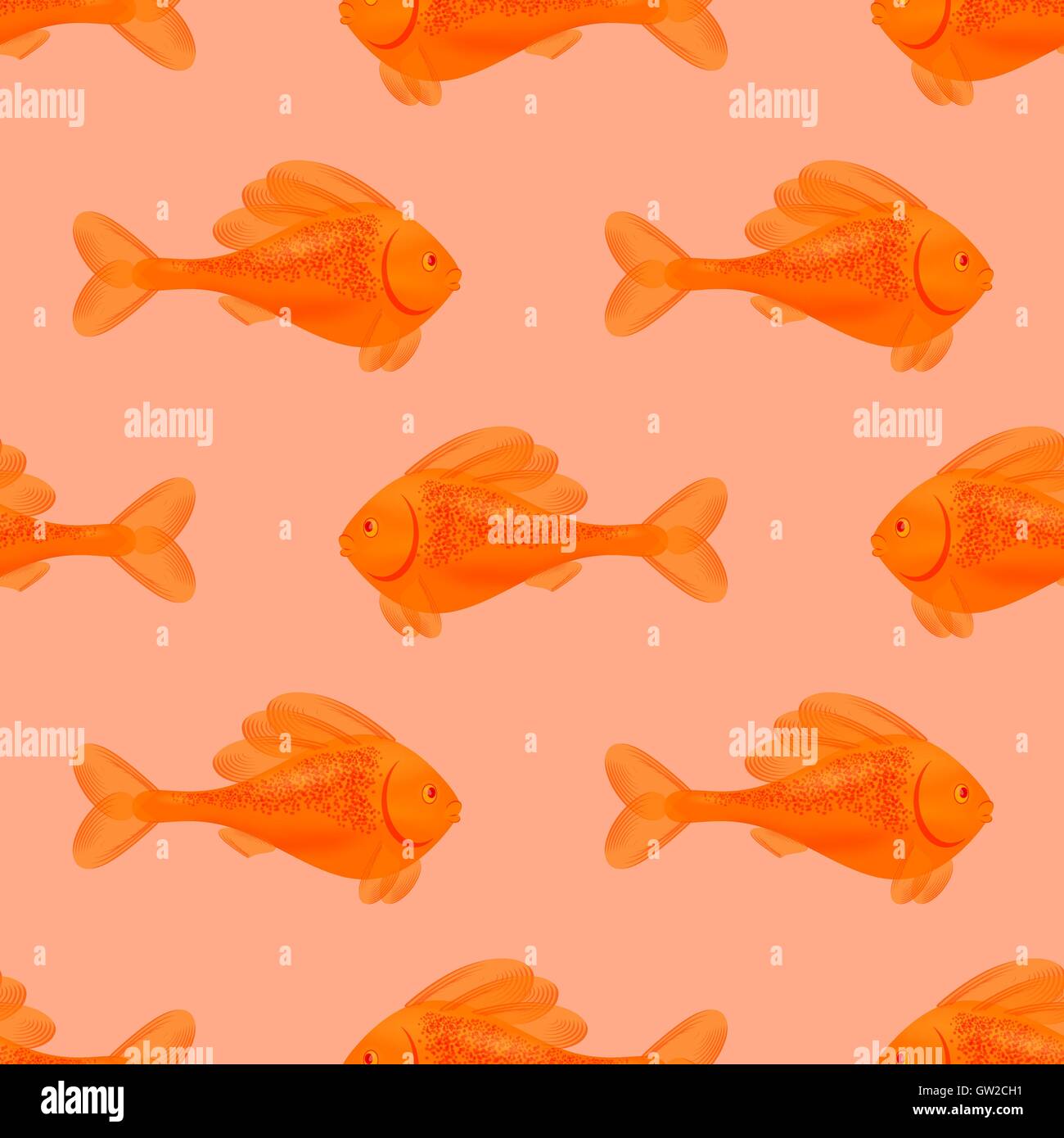 Seamless Orange Fish Pattern Stock Vector