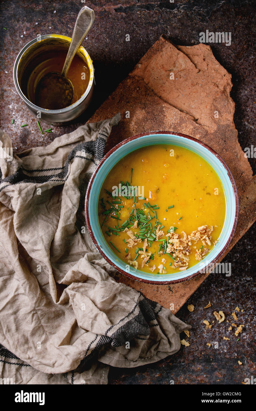 Bowl of carrot soup Stock Photo
