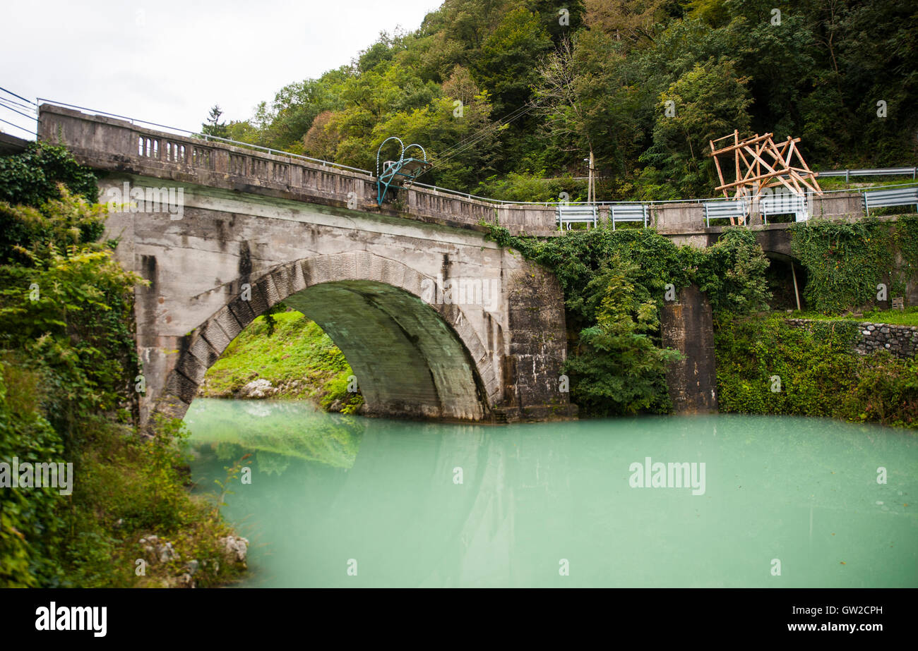 Town, Most na Soci, lake, Slovenia Stock Photo - Alamy
