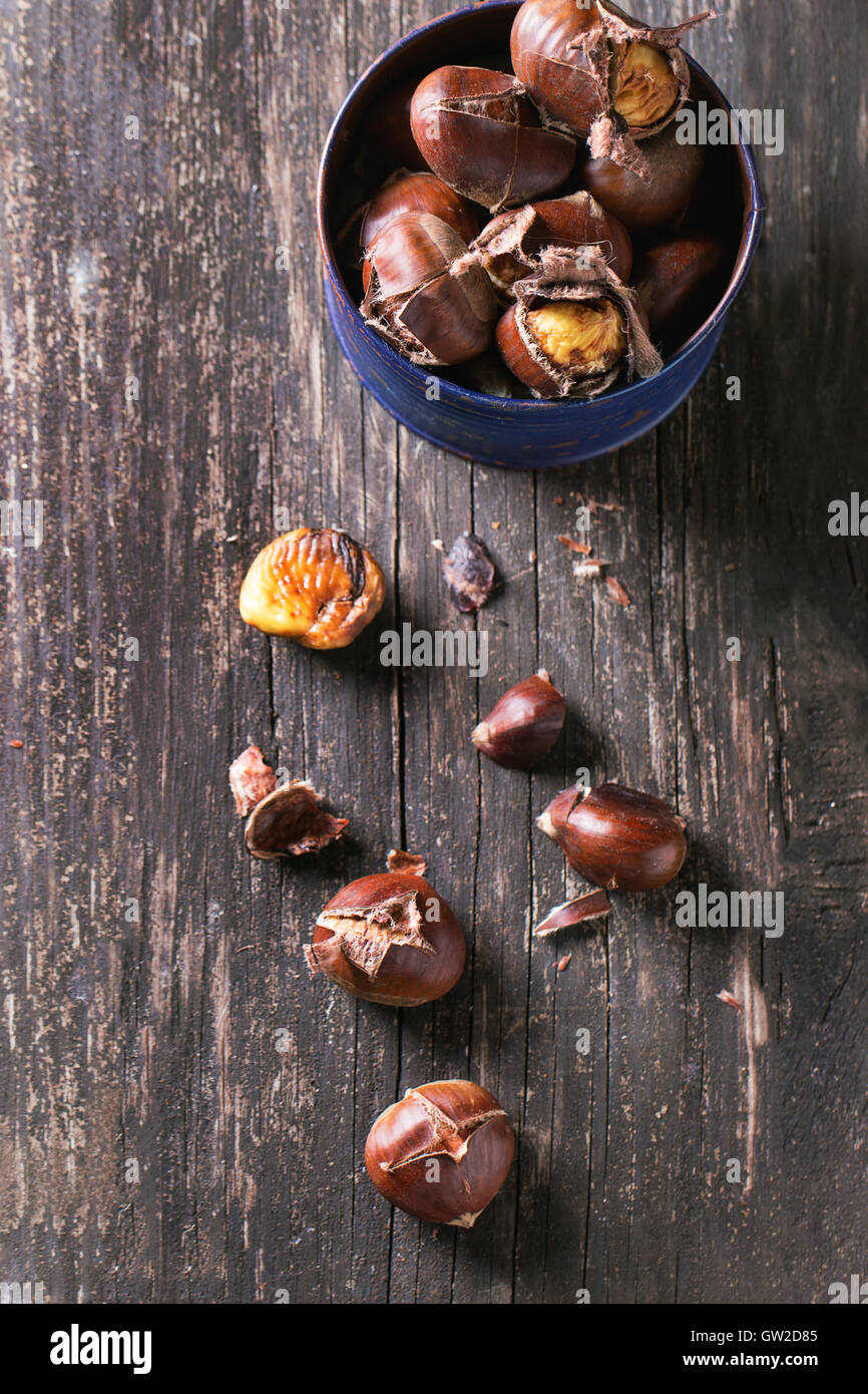 Baked edible chestnuts Stock Photo