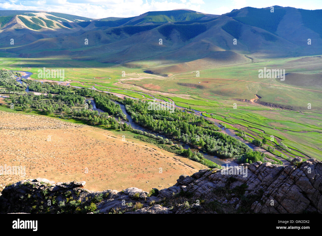 River valley, Tavagatai Mountains, Mongolia Stock Photo